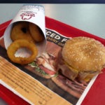 Arby's Beef 'n Cheddar and onion rings