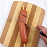 Spiral cutting the hot dog