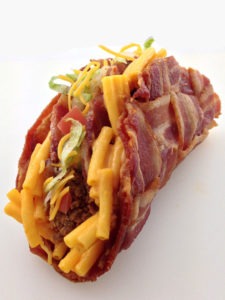 The Double Decker Mac & Cheese Stuffed Bacon Weave Taco