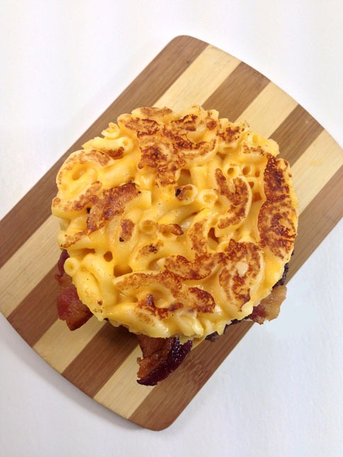 The Macaroni And Cheese Burger Bun - DudeFoods.com - Food Recipes & Videos