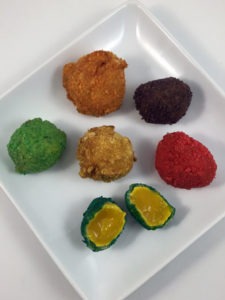 Deep Fried Fruit Loops Breaded Sous Vide Egg Yolks