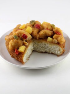 Sweet and Sour Chicken Pizza With a Deep Fried White Rice Crust