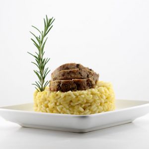 Butternut Squash Risotto With Roasted Garlic & Cracked Black Pepper Pork Tenderloin