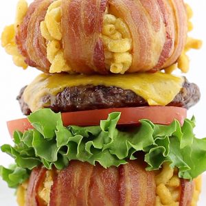 The Bacon Wrapped Macaroni and Cheese Bun Cheeseburger