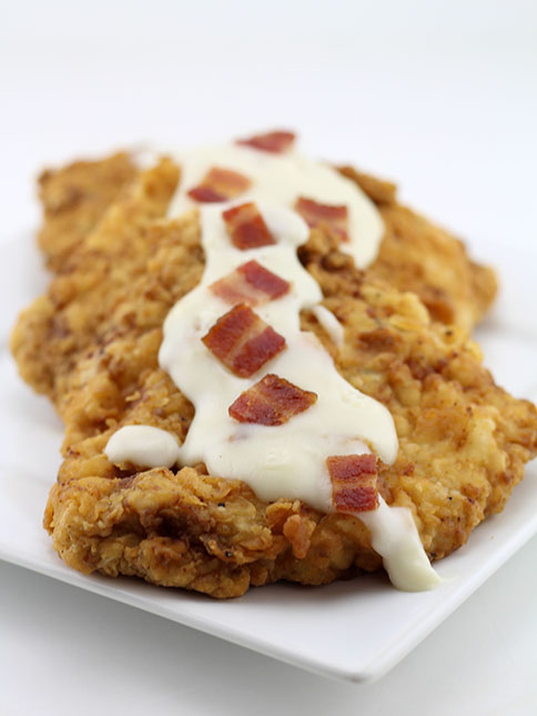 Chicken Fried Pork Sirloin With Bacon Country Gravy