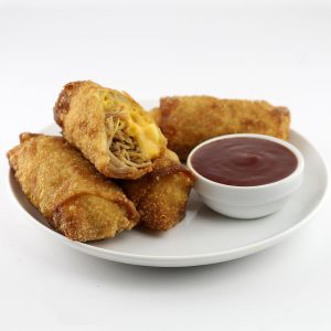 Pulled Pork and Macaroni and Cheese Egg Rolls