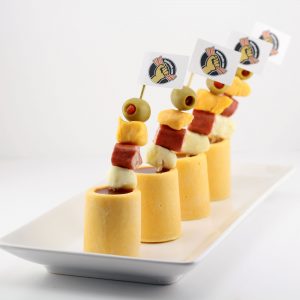 Mini Bloody Marys in Edible Cheddar Cheese Shot Glasses