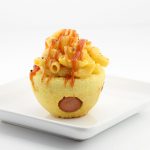 Macaroni and Cheese in Edible Corn Dog Bowls