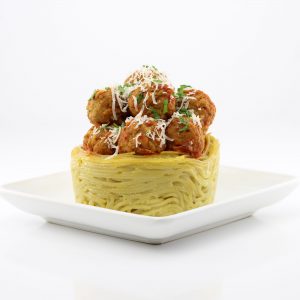 Meatballs in Edible Spaghetti Noodle Bowls