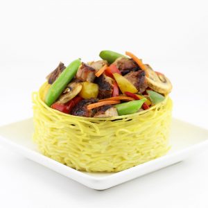 Pork Teriyaki in Edible Noodle Bowls