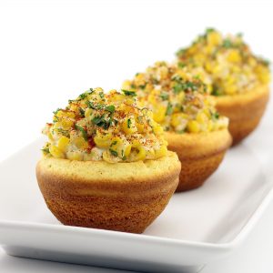 Elote in Edible Corn Bread Bowls