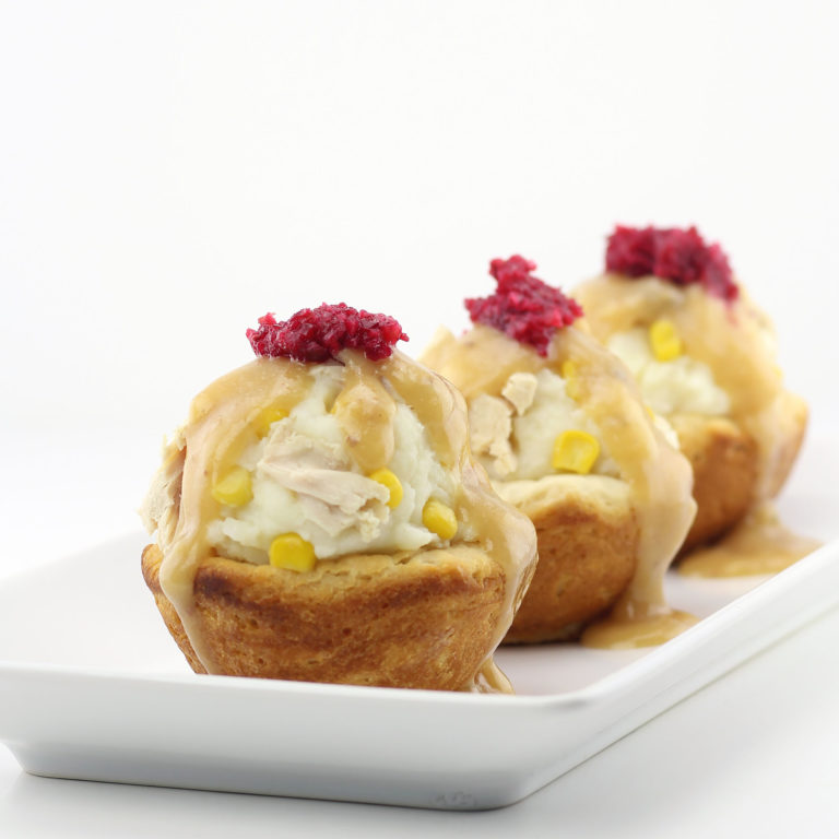 Thanksgiving Leftovers in Edible Biscuit Bowls