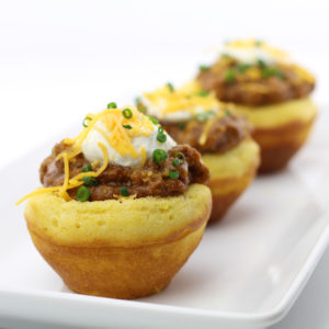 Chili in Edible Cornbread Bowls