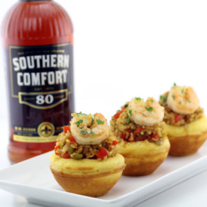 Cajun Rice and Shrimp in Cornbread Bowls