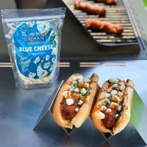 Bacon Wrapped Buffalo Blue Cheese Dogs