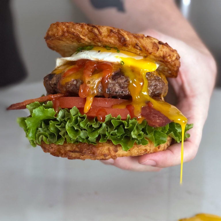 The Hash Brown Bun Breakfast Burger