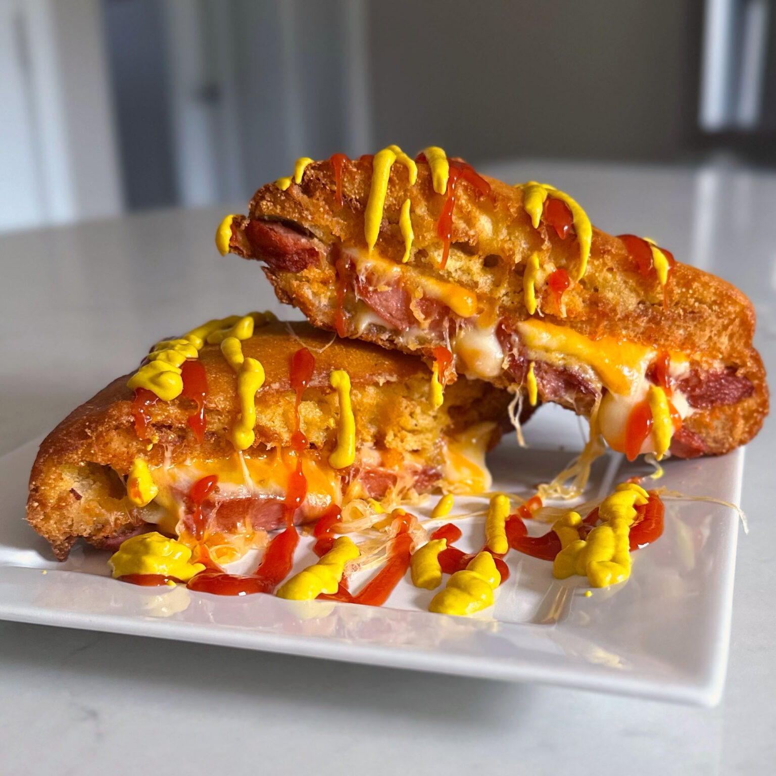 The Corn Dog Grilled Cheese - DudeFoods.com - Food Recipes & Videos