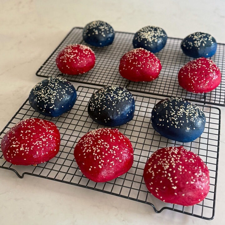 Red and Blue Burger Buns