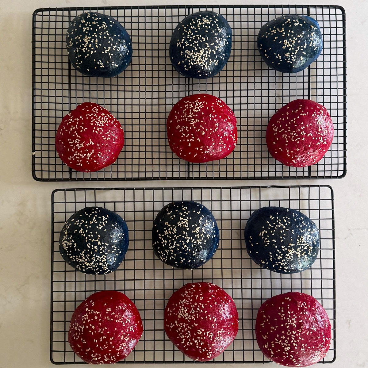 Red and Blue Burger Buns