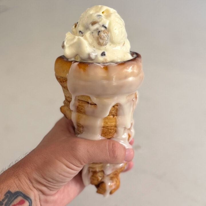 Cinnamon Roll Ice Cream Cone